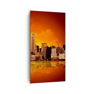 Cuadro sobre lienzo - Impresión de Imagen - Un panorama de la ciudad en amarillo y marrón - 65x120 cm