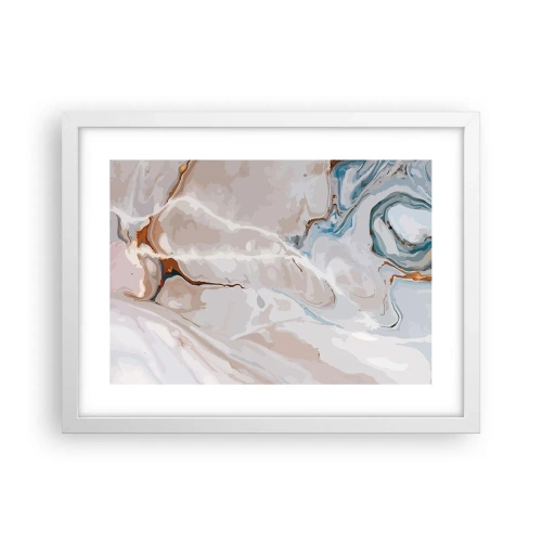 Póster en marco blanco - El azul serpentea por el blanco - 40x30 cm