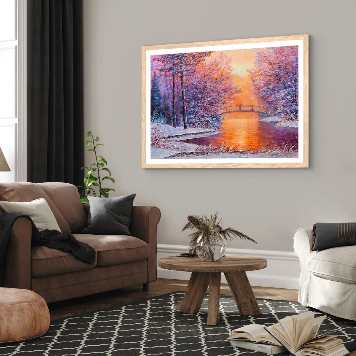 Póster en marco roble claro - Reunámonos aquí - 70x50 cm