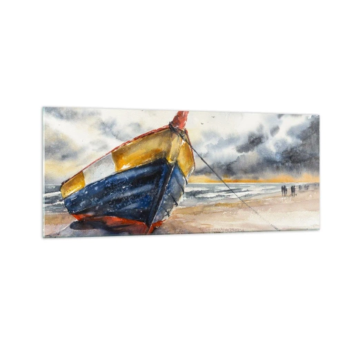Cuadro sobre vidrio - Impresiones sobre Vidrio - Descansando en la orilla - 100x40 cm