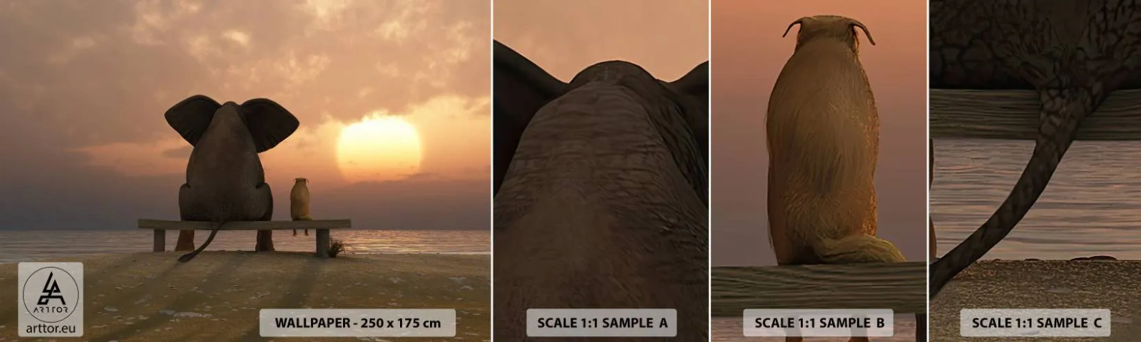 Muestra de fotomural autoadhesivo Deluxe Sticker - Es bueno estar en silencio juntos - Abstracción, animales, Amistad - 100x30 cm