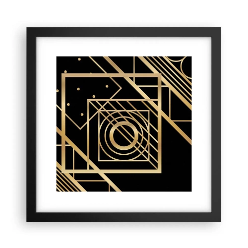 Póster en marco negro - Geometría dorada - 30x30 cm
