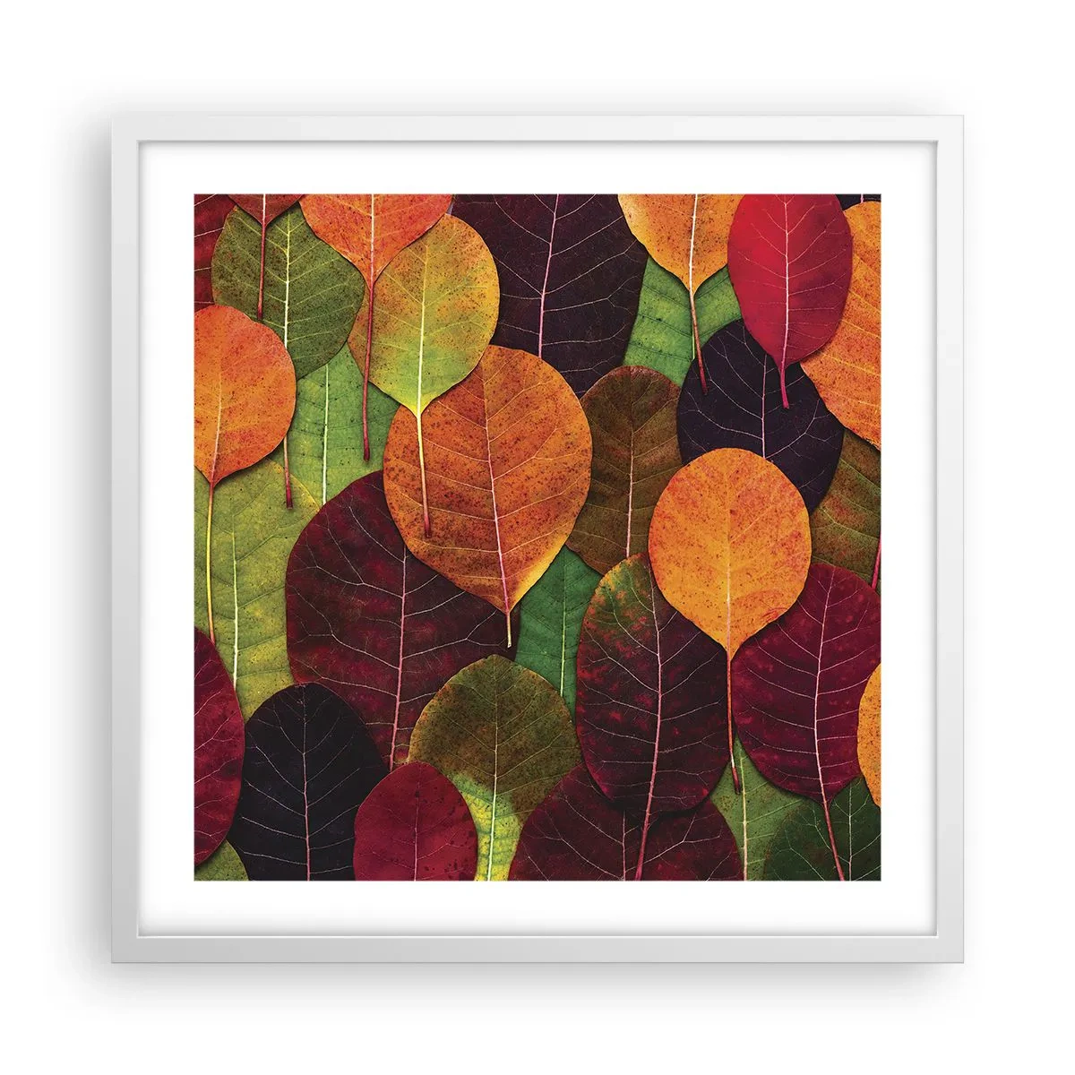 Póster en marco blanco - Mosaico de otoño - 50x50 cm