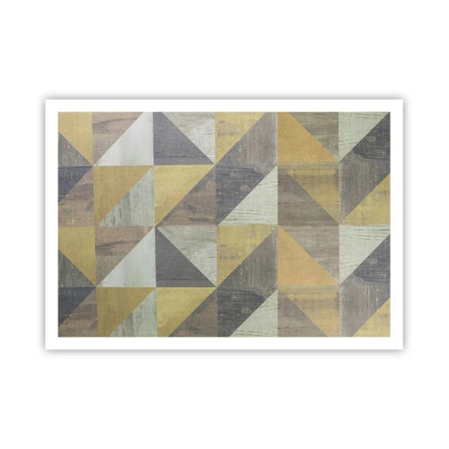 Póster - Composición geométrica de triángulos en tonos tierra. - 100x70cm - El arte de los triángulos - Decoración de pared moderna para salón y dormitorio ARTTOR