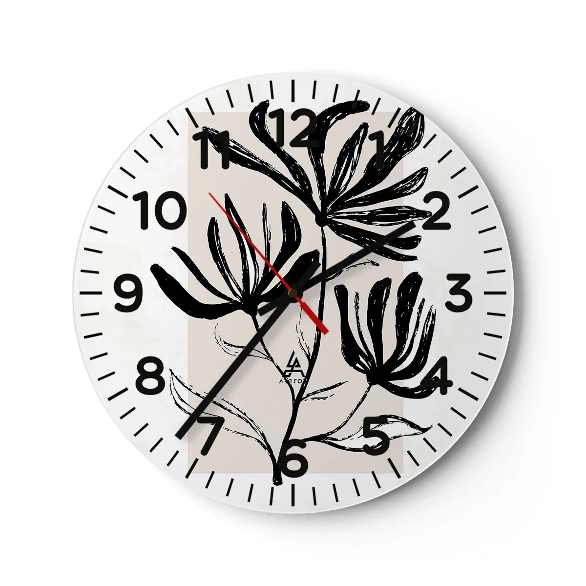 Reloj de pared - Reloj de vidrio - Esbozo para un herbario - 30x30 cm