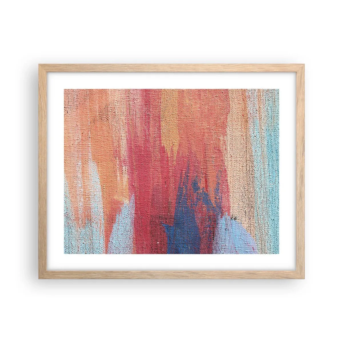 Póster en marco roble claro - Trazos de arco iris - 50x40 cm