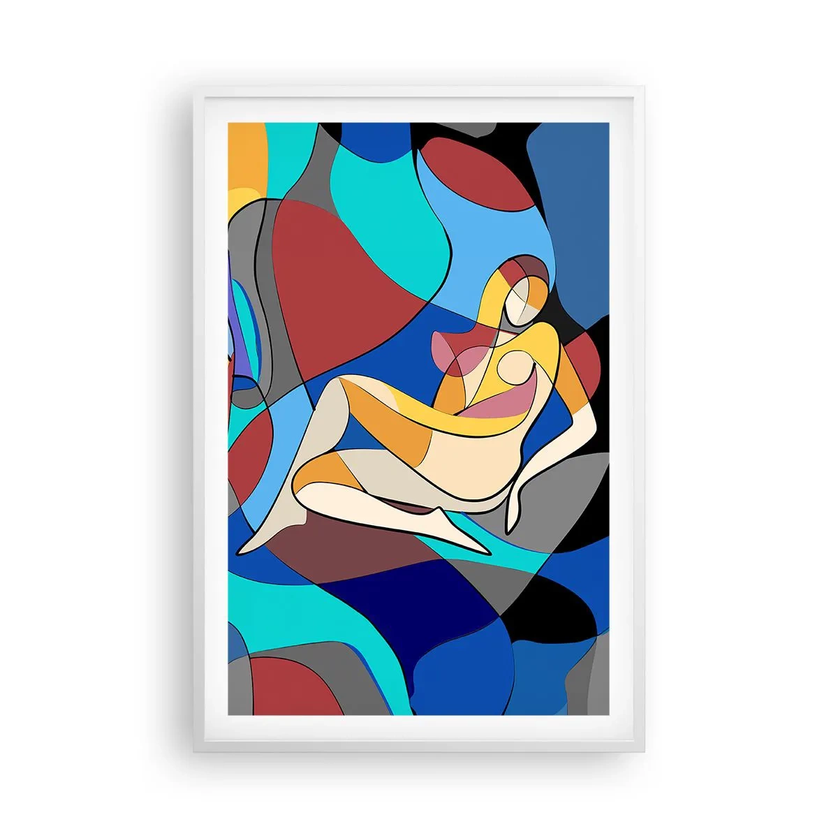 Póster en marco blanco - Desnudo cubista - 61x91 cm