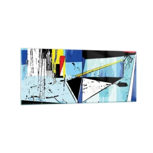 Cuadro sobre vidrio - Impresiones sobre Vidrio - Composición geométrica abstracta en colores vivos. - 120x50cm - Mirando el mundo desde un ángulo distinto - Decoración de pared moderna para salón y dormitorio ARTTOR