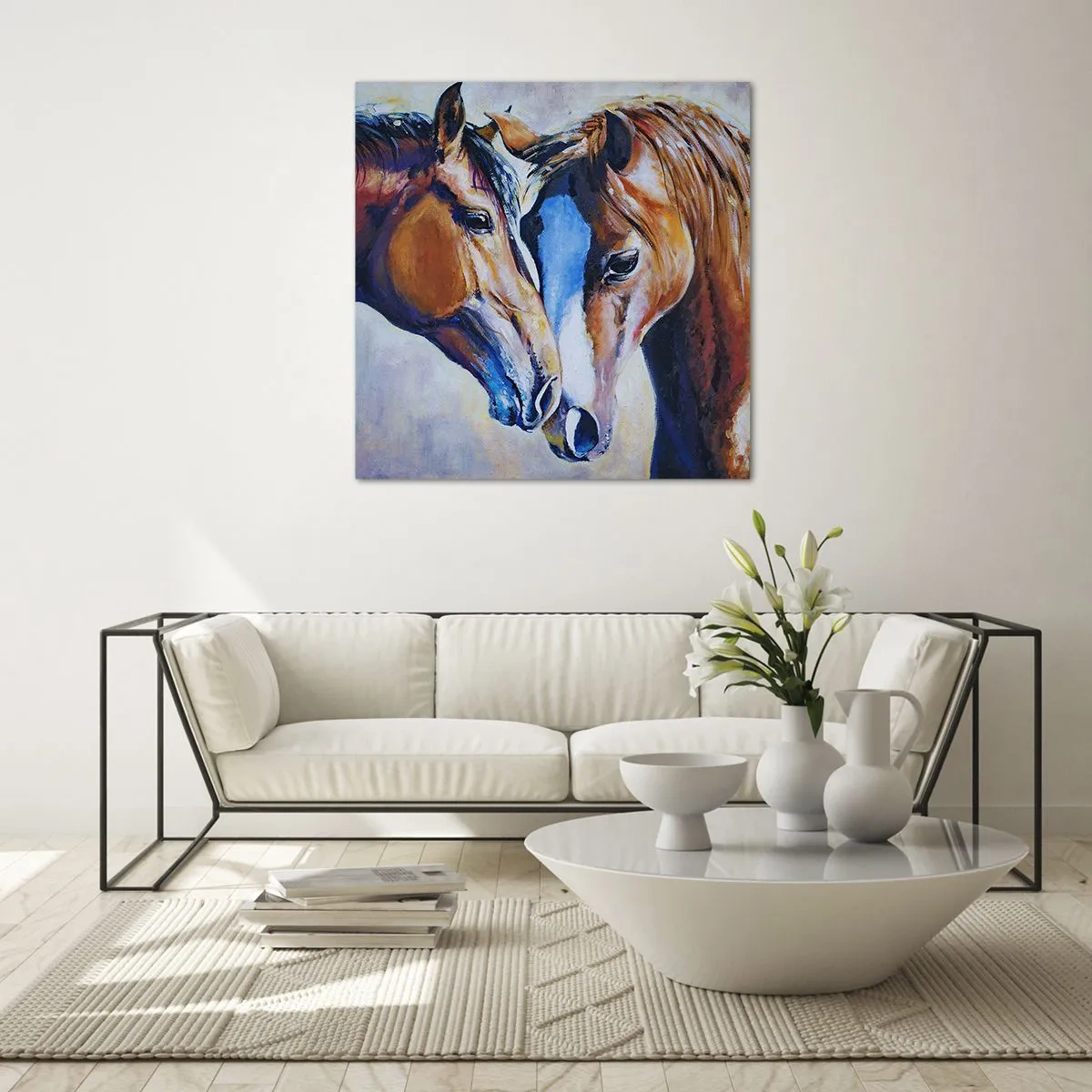 Cuadro sobre vidrio - Impresiones sobre Vidrio - ¿Esto es amistad? ¿Es amor? - 70x70 cm