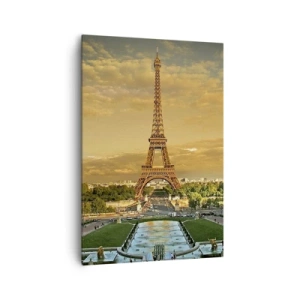 Cuadro sobre lienzo - Impresión de Imagen - La Torre Eiffel en París al atardecer - 70x100cm - Reina de París - Decoración de pared moderna para salón y dormitorio ARTTOR