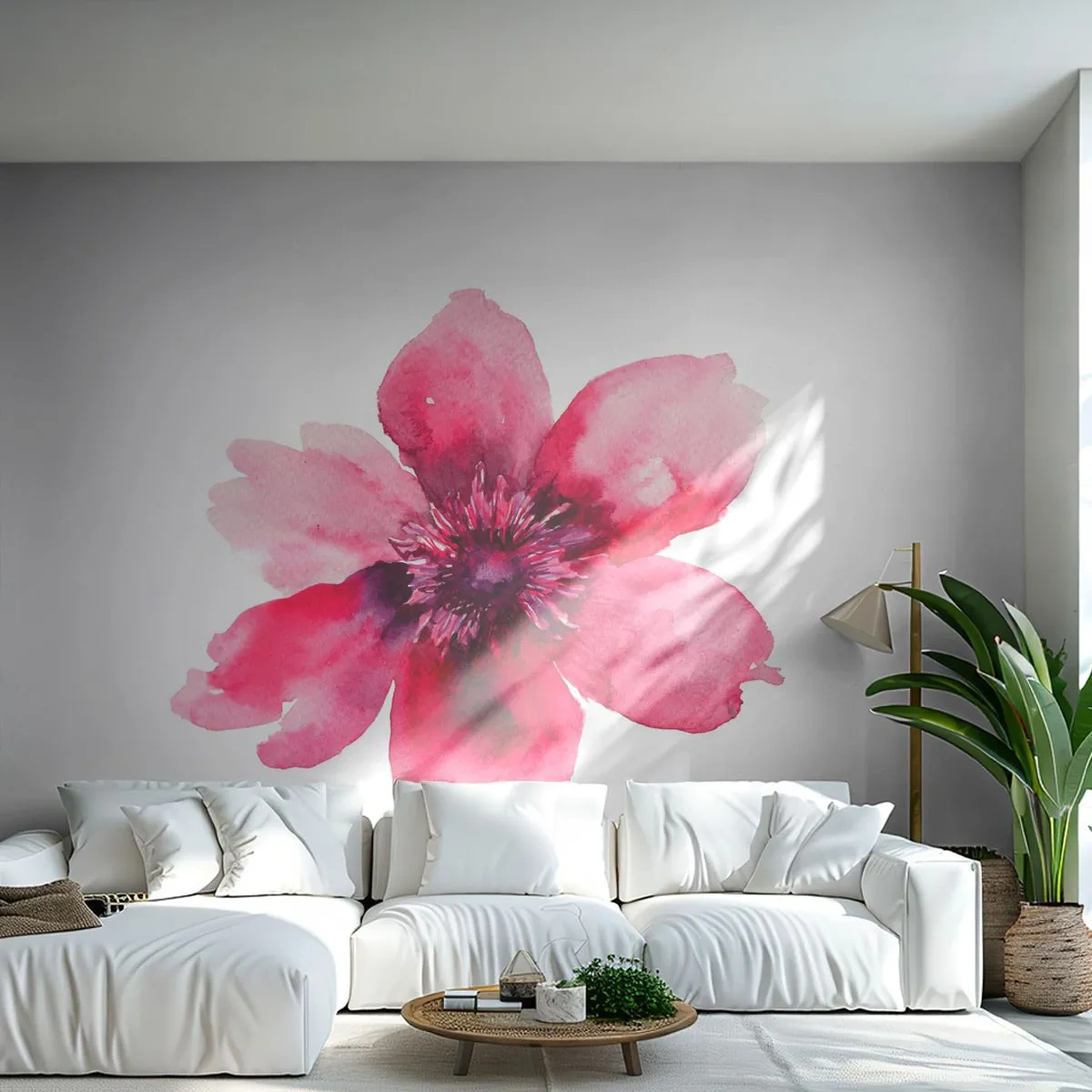 Fotomural Standard Eco - Un beso con aroma a carmín - Flor, acuarelas, Gráficos - 200x140 cm