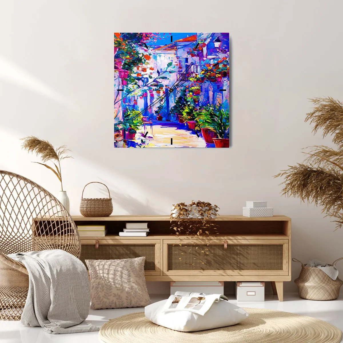 Reloj de pared - Reloj de vidrio - Impresión - una calle italiana - 30x30 cm