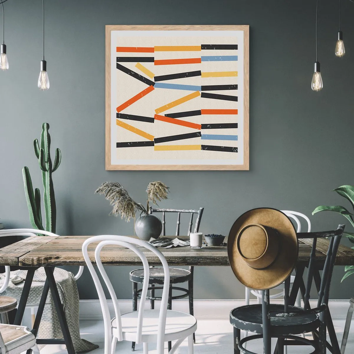 Póster en marco roble claro - Composición horizontal - 60x60 cm