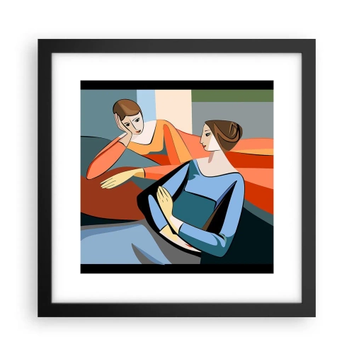 Póster en marco negro - Un momento de confidencias - 30x30 cm