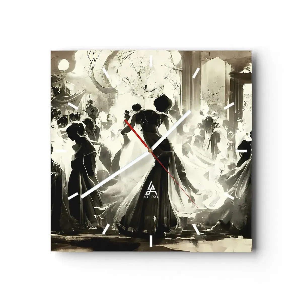 Reloj de pared - Reloj de vidrio - Gran mascarada - 40x40 cm