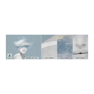 Muestra de fotomural Premium Sand - Con la cabeza en las nubes - Brillante, Retrato, Nubes - 100x30 cm