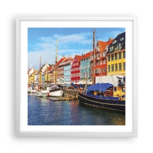 Póster en marco blanco - Muelle alegre - 50x50 cm