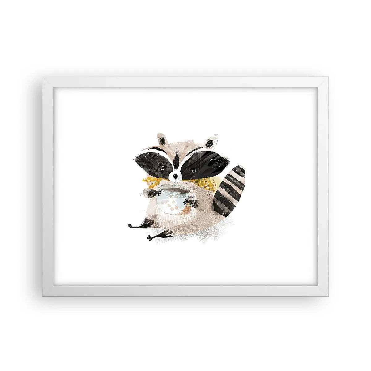 Póster en marco blanco - Mi amigo mapache - 40x30 cm