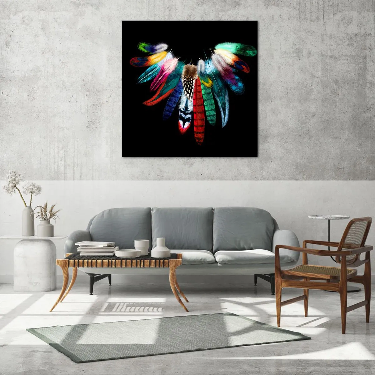 Cuadro sobre vidrio - Impresiones sobre Vidrio - Collar indio - 40x40 cm