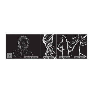 Muestra de fotomural autoadhesivo Deluxe Sticker - La belleza florece en silencio - Mujer, Dibujo, Línea - 100x30 cm