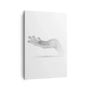 Cuadro sobre lienzo - Impresión de Imagen - Una ilustración minimalista de una mano hecha de puntos negros sobre un fondo blanco. - 70x100cm - Mano elástica - Decoración de pared moderna para salón y dormitorio ARTTOR