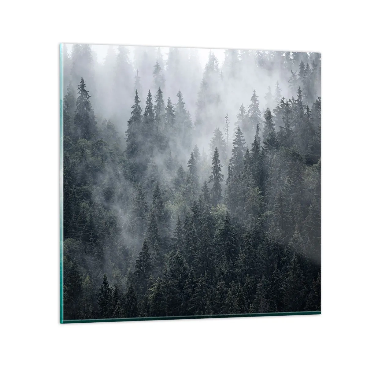Cuadro sobre vidrio - Impresiones sobre Vidrio - Amanecer en el bosque - 30x30 cm