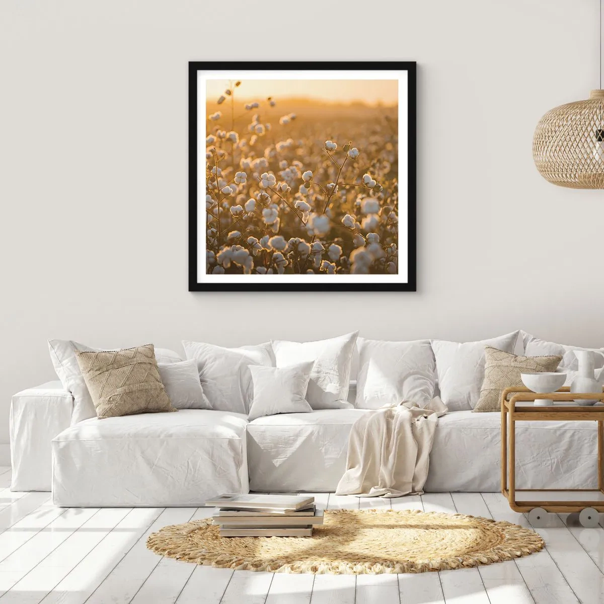 Póster en marco negro - Un campo esponjoso - 50x50 cm