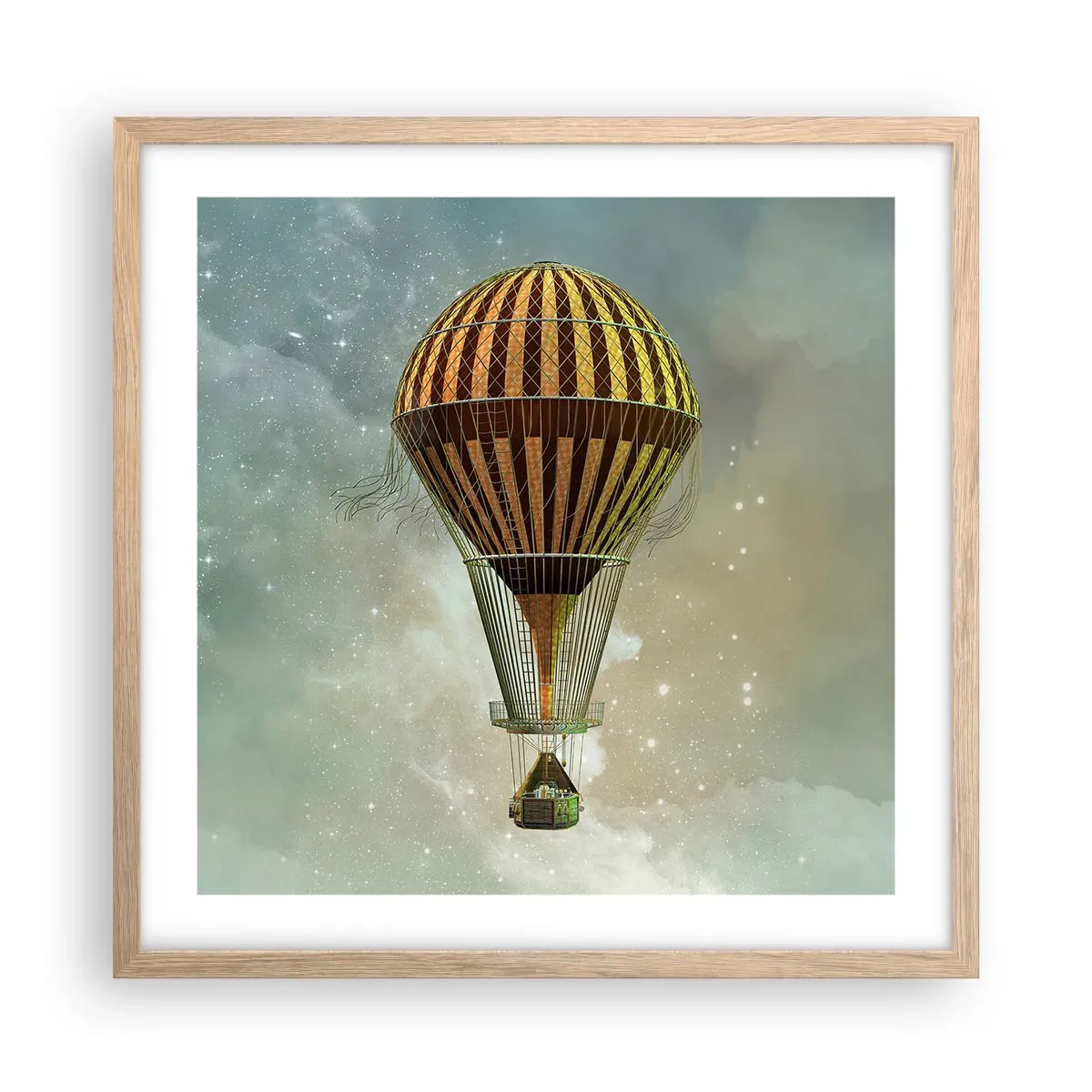 Póster en marco roble claro - Vuelos pioneros - 50x50 cm