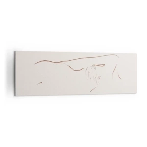 Cuadro sobre lienzo - Impresión de Imagen - Un dibujo lineal sutil de una silueta sobre un fondo claro. - 160x50cm - La forma del deseo - Decoración de pared moderna para salón y dormitorio ARTTOR