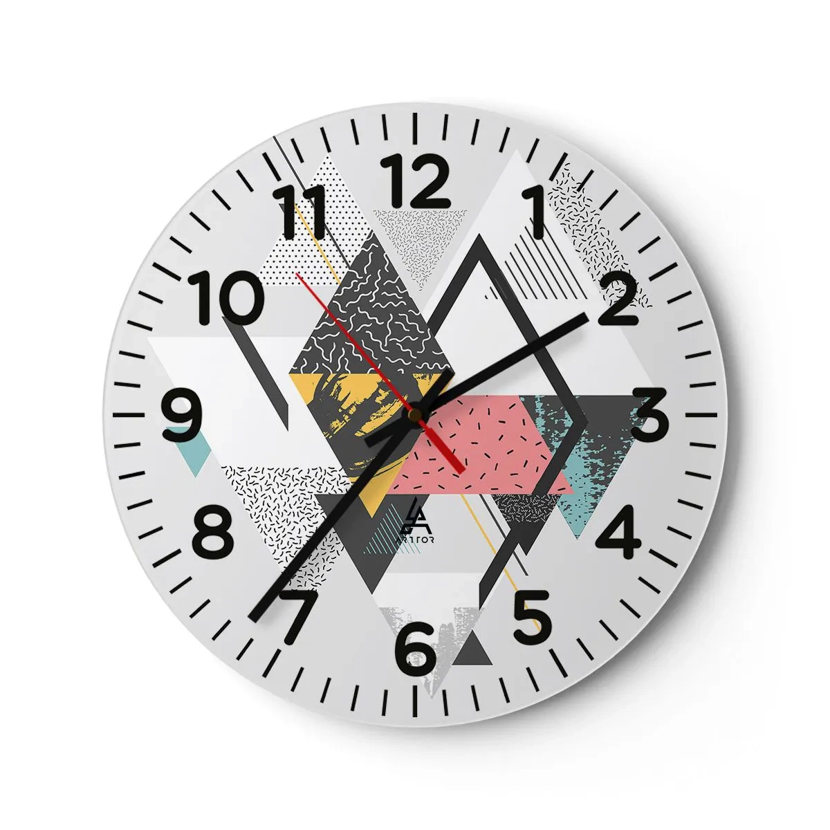 Reloj de pared - Reloj de vidrio - Una variación del triángulo y el rombo - 40x40 cm