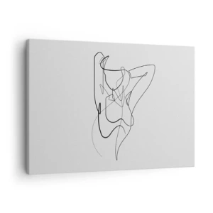Cuadro sobre lienzo - Impresión de Imagen - Contorno minimalista de una silueta femenina - 70x50cm - Realmente, tal y como eres - Decoración de pared moderna para salón y dormitorio ARTTOR