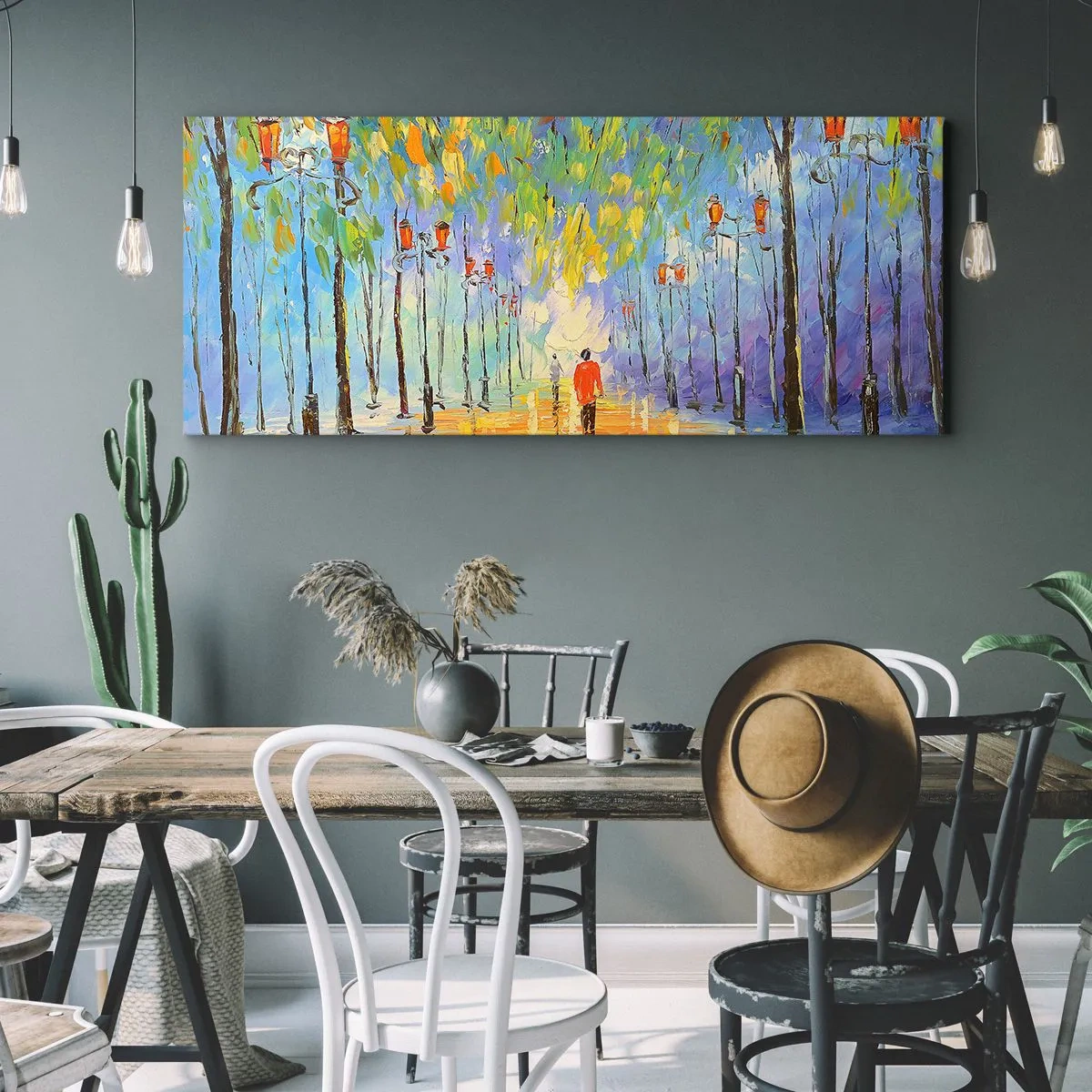 Cuadro sobre lienzo - Impresión de Imagen - La canción nocturna de la lluvia - 100x40 cm
