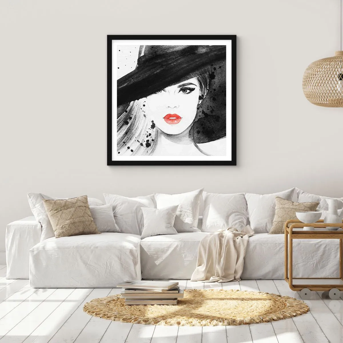 Póster en marco negro - Dama de negro - 50x50 cm