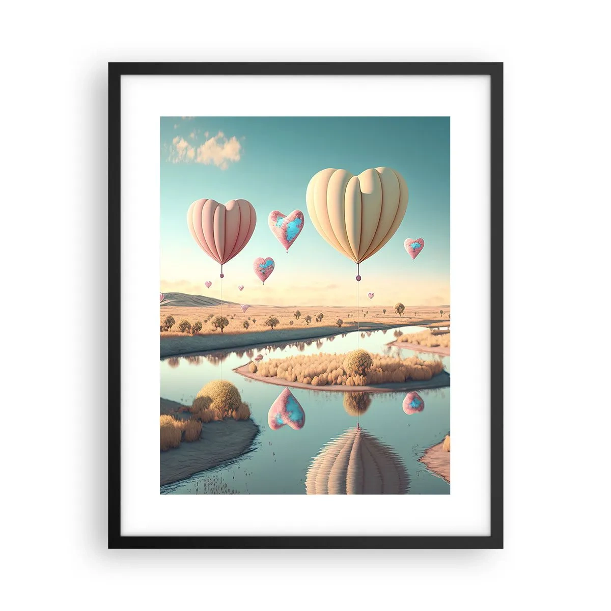 Póster en marco negro - El amor te hace volar - 40x50 cm