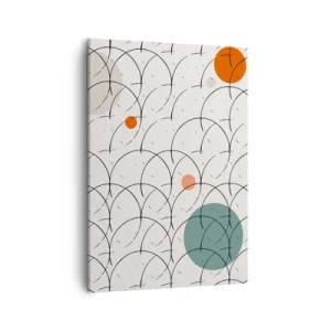 Cuadro sobre lienzo - Impresión de Imagen - Patrón geométrico con círculos de colores sobre un fondo claro. - 50x70cm - Con espíritu pop-art - Decoración de pared moderna para salón y dormitorio ARTTOR