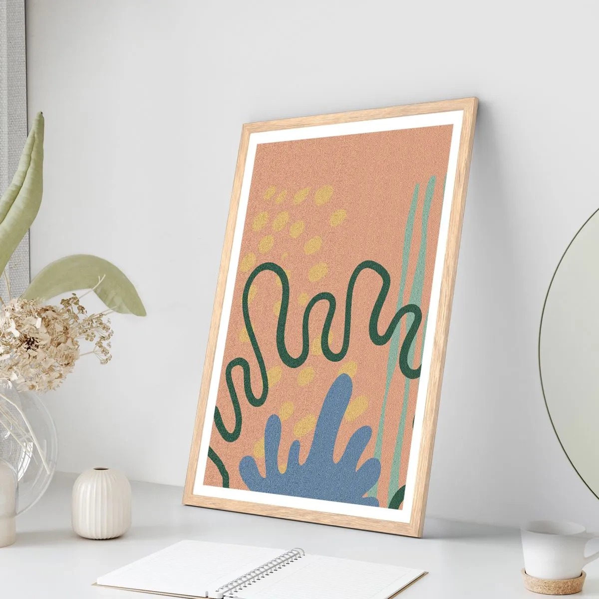 Póster en marco roble claro - Abstracción: la diversidad de la naturaleza - 70x100 cm