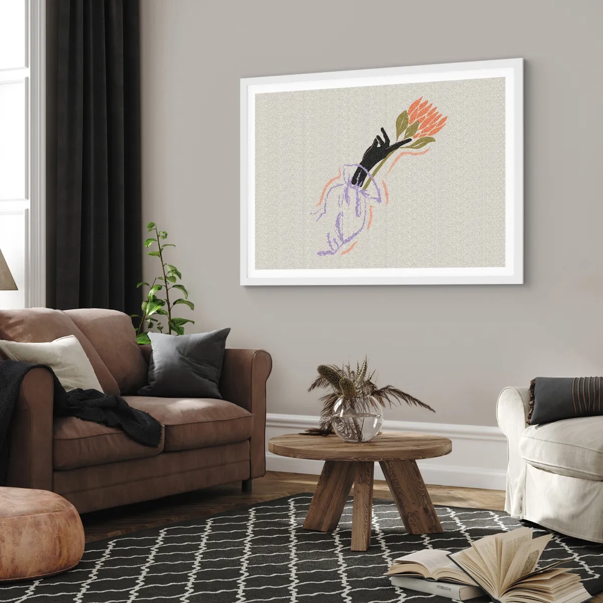 Póster en marco blanco - Un toque fraternal - 100x70 cm