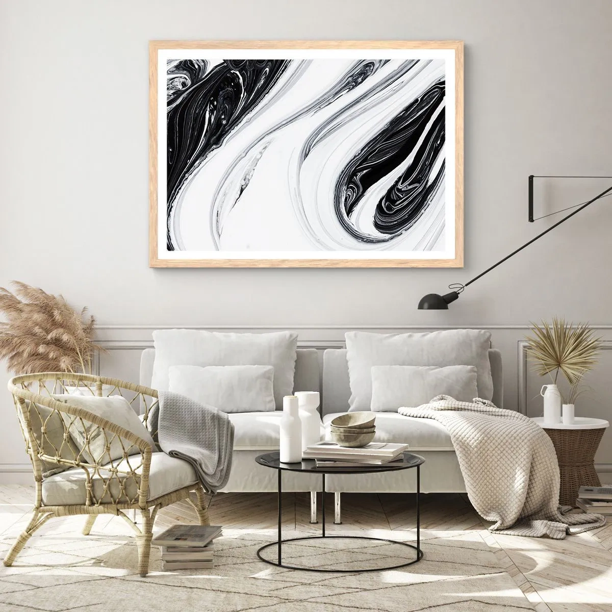 Póster en marco roble claro - Combinando opuestos - 50x40 cm