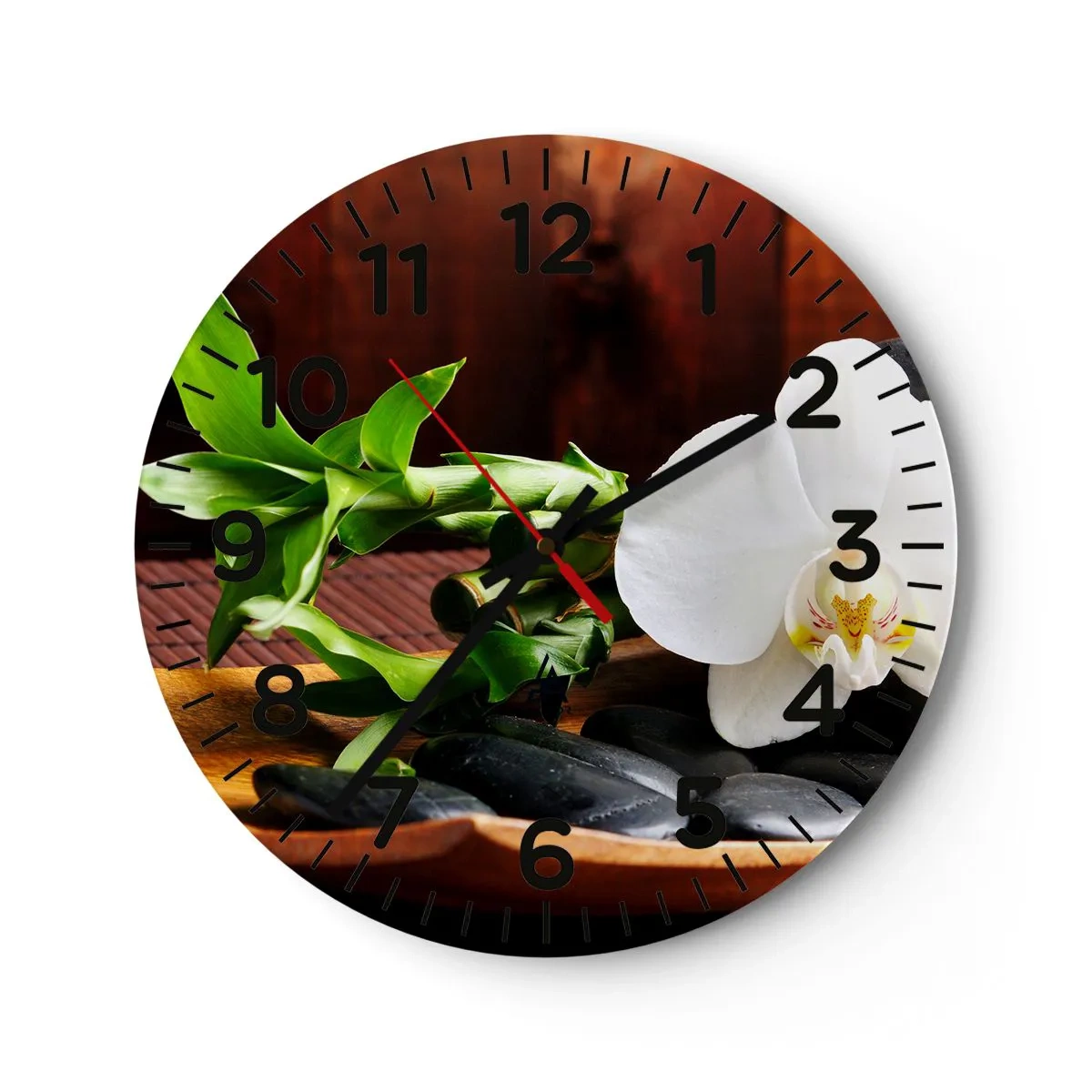 Reloj de pared - Reloj de vidrio - Ríndete al tacto de la naturaleza - 30x30 cm