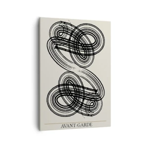 Cuadro sobre lienzo - Impresión de Imagen - Líneas negras abstractas sobre fondo claro en estilo vanguardista. - 50x70cm - Salió espontáneamente - Decoración de pared moderna para salón y dormitorio ARTTOR
