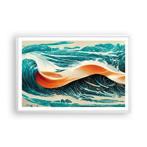 Póster en marco blanco - El sueño de un surfista - 91x61 cm