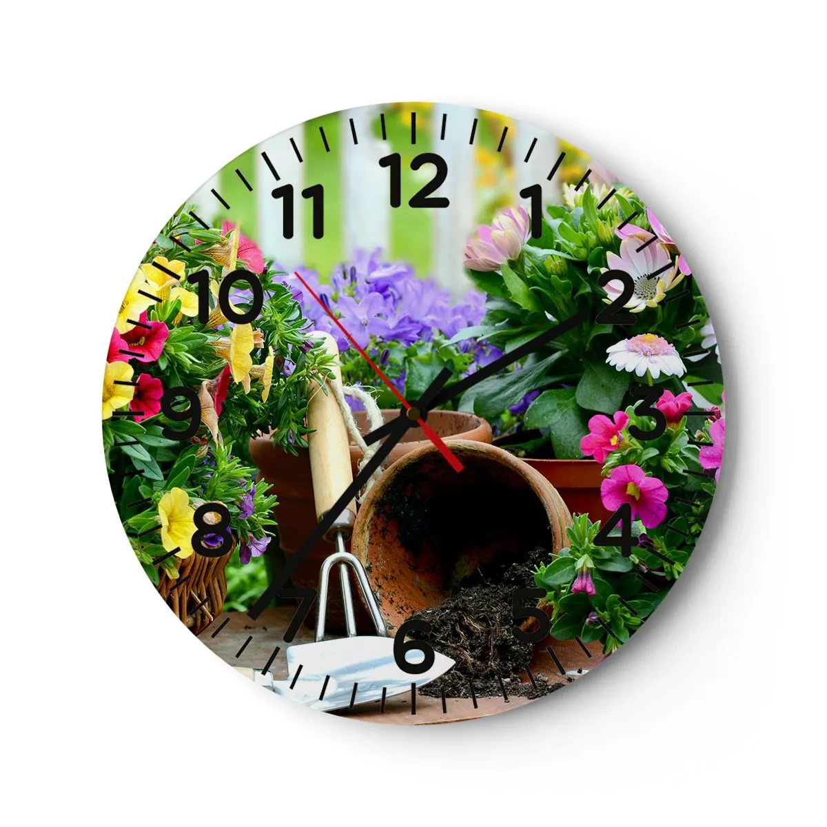 Reloj de pared - Reloj de vidrio - El jardín de Sofía - 30x30 cm