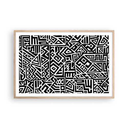 Póster en marco roble claro - Composición precolombina - 91x61 cm