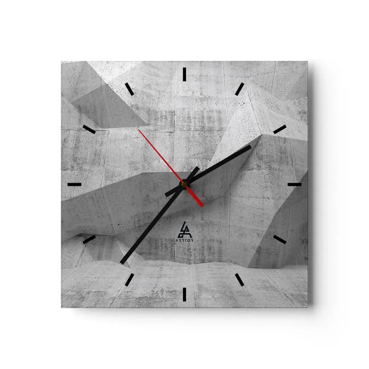 Reloj de pared - Reloj de vidrio - Formas geométricas de hormigón en gris - 30x30cm - Un verdadero desafío - Decoración de pared moderna para salón y dormitorio ARTTOR