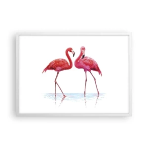 Póster en marco blanco - Cita rosada - 70x50 cm