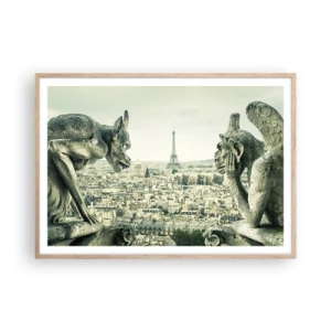 Póster en marco roble claro - Charlas parisinas - 100x70 cm