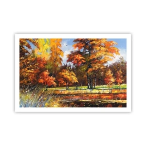 Póster - Paisaje en dorado y marrón - 91x61 cm