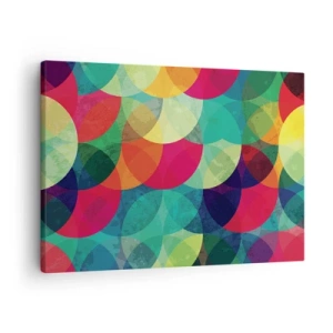 Cuadro sobre lienzo - Impresión de Imagen - Patrones geométricos coloridos compuestos de círculos y semicírculos. - 70x50cm - Ascensión circular - Decoración de pared moderna para salón y dormitorio ARTTOR