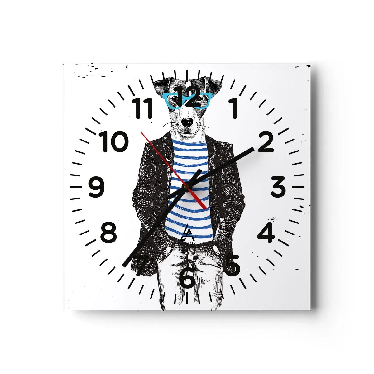 Reloj de pared - Reloj de vidrio - El encanto del perro - 30x30 cm