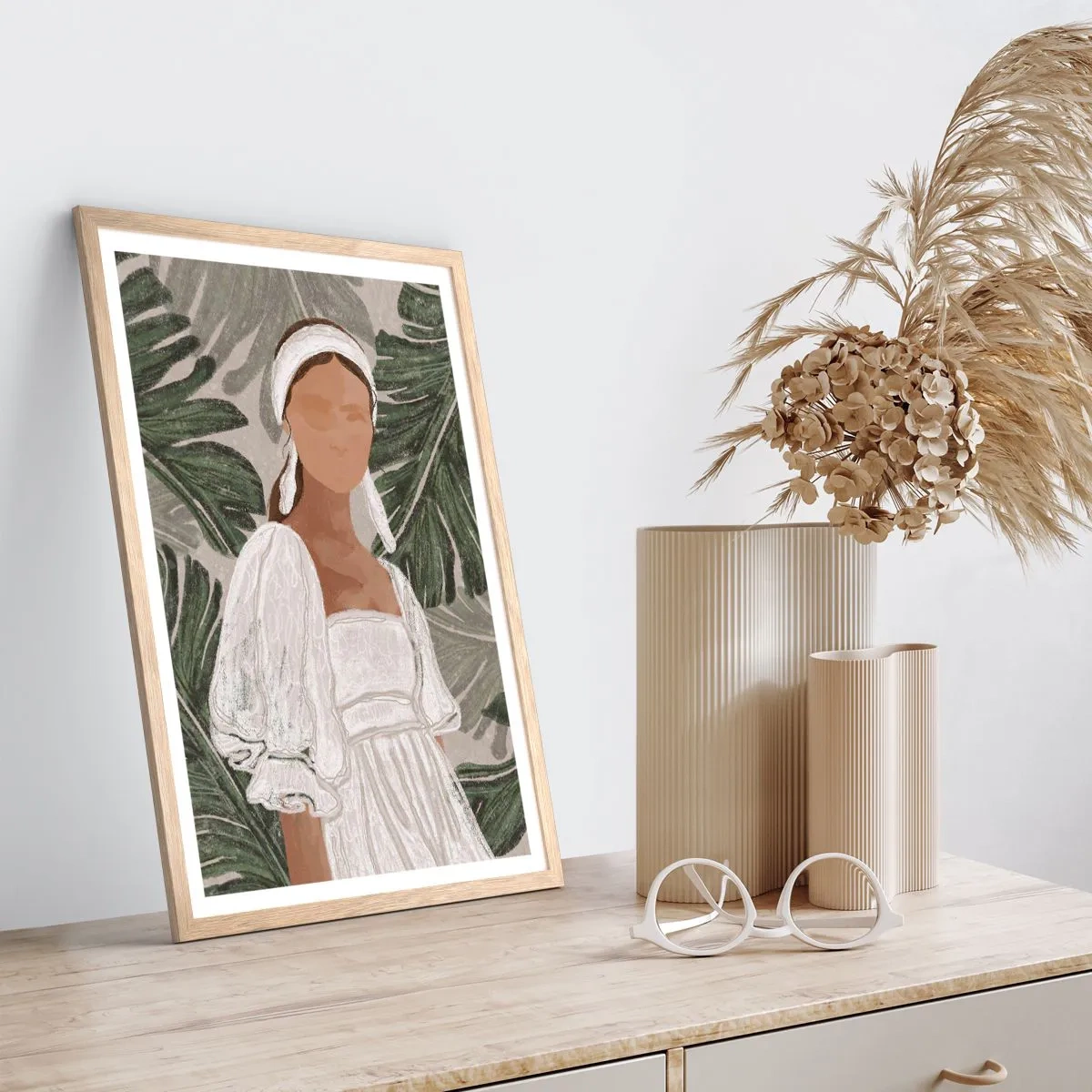 Póster en marco roble claro - Retrato exótico - 70x100 cm